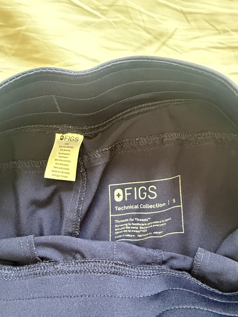 Navy Drawstring Scrub Pants - Picture 2 of 4